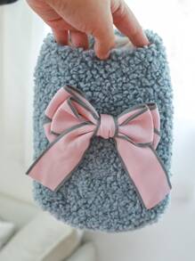 1 quần áo cho thú cưng chó mèo quần áo mùa đông ấm áp thắt nơ có lót nhiệt - màu xanh - Màu xanh lam - Xem 6