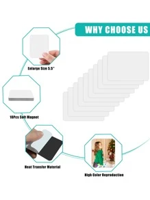 10 piezas de imanes en blanco para sublimación - Producto en blanco para sublimación para imanes personalizados de refrigerador para la cocina y la oficina (rectángulo) - Mejores regalos para cumpleaños, decoración escolar, sorpresa escolar, decoración de dormitorio, vuelta al cole - Blanco - Ver 3