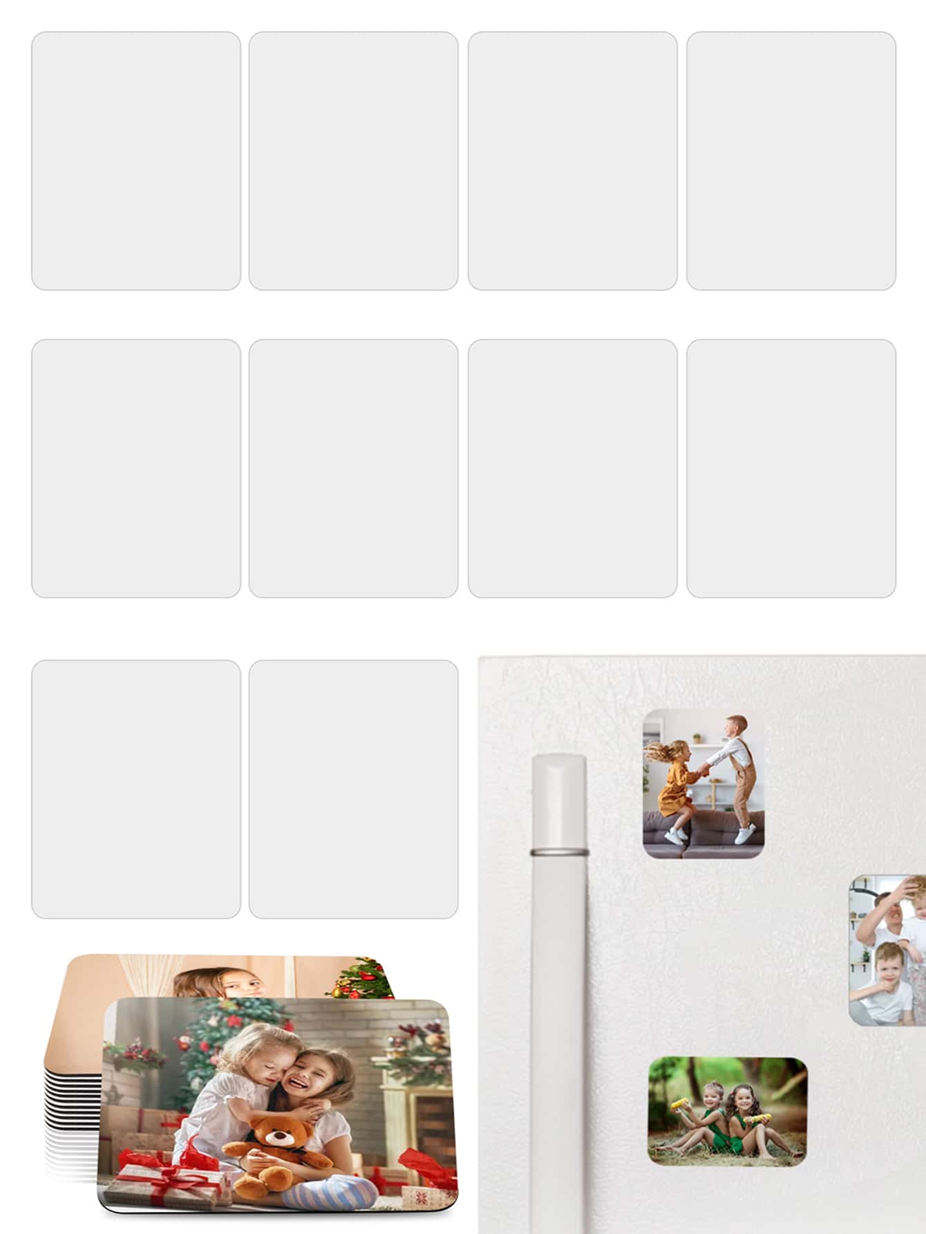 10 piezas de imanes en blanco para sublimación - Producto en blanco para sublimación para imanes personalizados de refrigerador para la cocina y la oficina (rectángulo) - Mejores regalos para cumpleaños, decoración escolar, sorpresa escolar, decoración de dormitorio, vuelta al cole - Blanco - Ver 1
