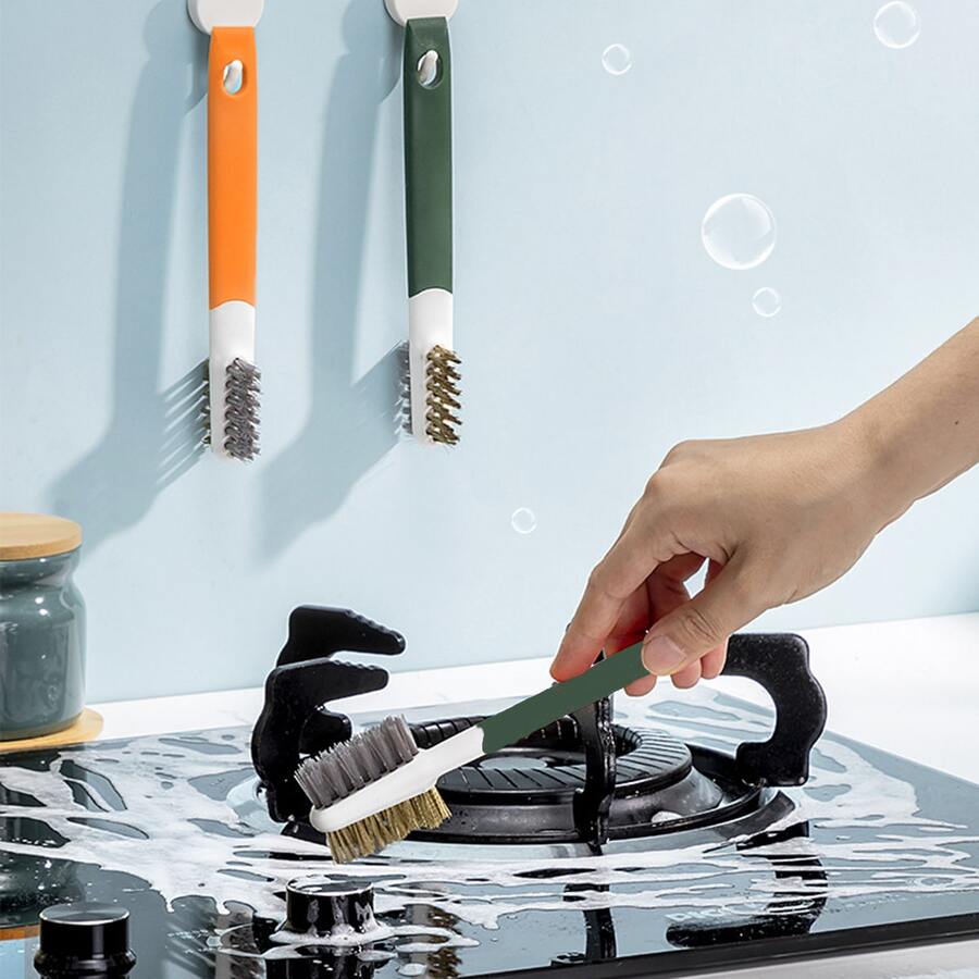 1pc Gas Stove Cleaning Brush Kitchen Supplies Grease Fan Cooker Cleaning Tool - Зелений - Переглянути 1