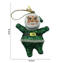 6pcs/set Mini Green Santa Claus Pendant, Suitable For Party And Christmas Atmosphere Decoration - Green - View 3