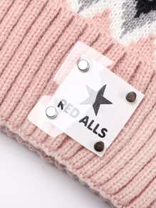 1入組女士帽子和圍巾套裝,韓式風格,毛線帽子帶毛球和多色條紋圍巾,適用於旅遊、購物或騎自行車等戶外活動 - 黑色 - 查看 4