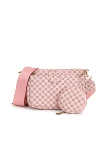 Vintage Pattern Fashionable 3pcs Shoulder Crossbody Bag Set - Pink - View 5