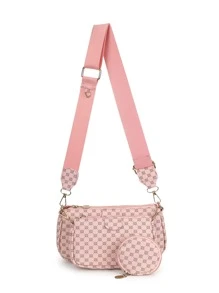 Vintage Pattern Fashionable 3pcs Shoulder Crossbody Bag Set - Pink - View 2