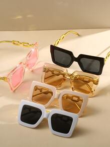 5 副男女通用方形时尚眼镜，适合街头穿着、旅行、度假、运动、驾驶、节日、郊游、夏季配饰、家庭旅行、优雅外观、度假氛围、运动、派对、户外活动、街头风格、钓鱼、假期和度假 - 彩色 - 查看 3