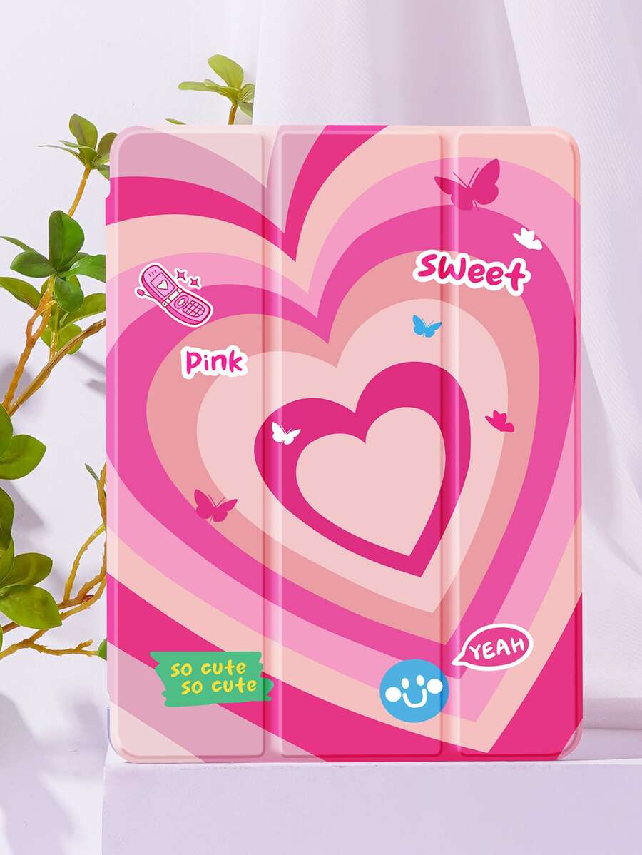 Heart Pattern Case Compatible With iPad - Multicolor - View 1