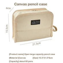 1 Pieza Estuche Para Lápices De Alta Capacidad Con Letras Impresas Y Pegatinas Decorativas - Blanco - Ver 9