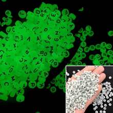 500 cái Hỗn hợp Trắng Và Đen Lá thư Acrylic Đêm Sáng Phát sáng trong bóng tối Hạt Với 4*7mm Tròn Hình dạng Đối với DIY Dây chuyền , Vòng tay , Làm đồ trang sức Và Trường học Qủa tặng Với String , Không giới tính Và Tối giản - Đen và trắng - Xem 2