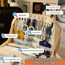 1 Pieza Estuche Para Lápices De Alta Capacidad Con Letras Impresas Y Pegatinas Decorativas - Blanco - Ver 3