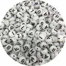 500 cái Hỗn hợp Trắng Và Đen Lá thư Acrylic Đêm Sáng Phát sáng trong bóng tối Hạt Với 4*7mm Tròn Hình dạng Đối với DIY Dây chuyền , Vòng tay , Làm đồ trang sức Và Trường học Qủa tặng Với String , Không giới tính Và Tối giản - Đen và trắng - Xem 1