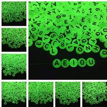 500 cái Hỗn hợp Trắng Và Đen Lá thư Acrylic Đêm Sáng Phát sáng trong bóng tối Hạt Với 4*7mm Tròn Hình dạng Đối với DIY Dây chuyền , Vòng tay , Làm đồ trang sức Và Trường học Qủa tặng Với String , Không giới tính Và Tối giản - Đen và trắng - Xem 3