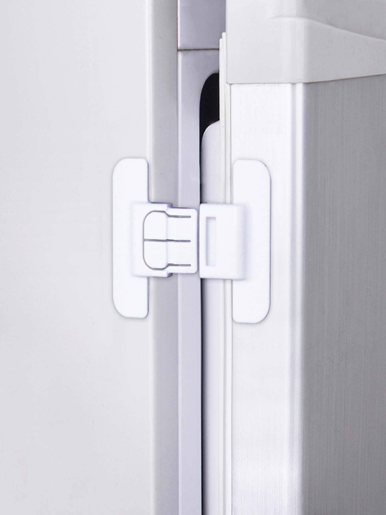 Khóa tủ lạnh trẻ em Khóa cửa tủ Khóa vuông - trắng - Xem 1