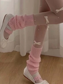 1 双女士秋冬粉色纯色百搭个性化 JK 长筒小腿套 - 粉色 - 查看 3