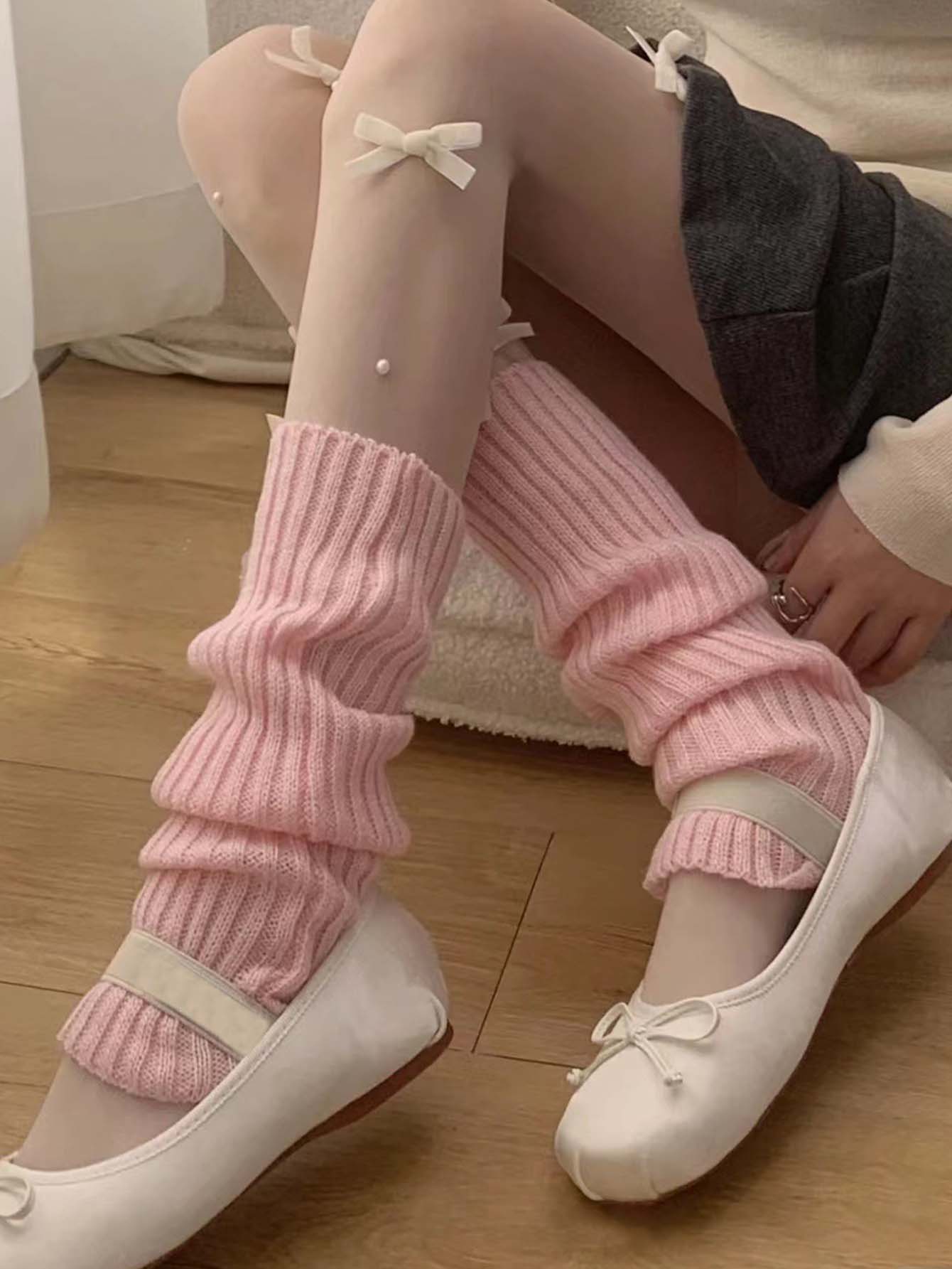 1 双女士秋冬粉色纯色百搭个性化 JK 长筒小腿套 - 粉色 - 查看 1