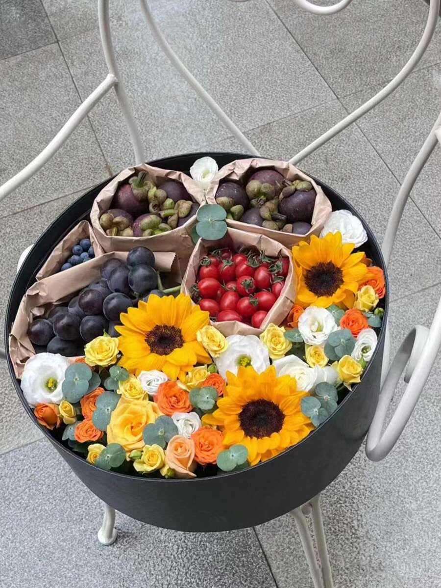 1pc High-end Black Round Window Gift Box, For Black Flower Souvenir - Black - View 1