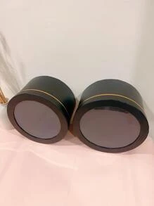 1pc High-end Black Round Window Gift Box, For Black Flower Souvenir - Black - View 2