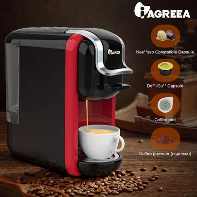 Coffee Maker Single Serve, HiBREW 5-In-1 Espresso Machine For Pods, Kcup*/Nes*Original/*/ESE Pod/Espresso Powder Compatible, Cold/Hot Mode, 20 Oz RemovableReservoir, LED Bars Indicator, 19 Bar(Free Add Plug Adapter)