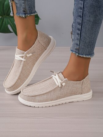 Breathable Laced Slip-on Casual Canvas Shoes