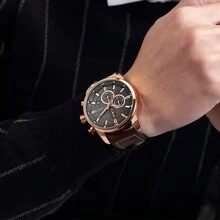 1 Miếng Đa chức năng Đồng hồ bấm giờ Không thấm nước Da Nam Đồng hồ - Hoa hồng vàng - Xem 6