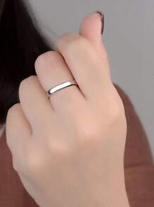 1pc Simple  925 Sterling Silver 3MM/4MM Width Couple Rings Wedding Bands Anniversary Gift For Men / Women Valentine's Day - Silver - View 10