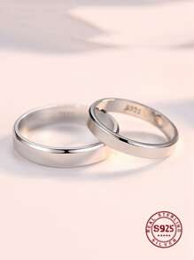 1pc Simple  925 Sterling Silver 3MM/4MM Width Couple Rings Wedding Bands Anniversary Gift For Men / Women Valentine's Day - Silver - View 6