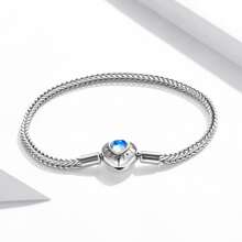 bamoer 1 pièce Bracelet avec charm en forme de cœur et perles, Chaîne serpent en argent sterling 925, Bracelet de base pour femmes, Bijoux en pierre de lune, 17 cm 19 cm 21 cm, Saint-Valentin