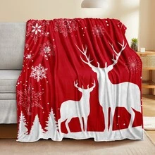 聖誕裝飾毛毯,可愛的麋鹿紋聖誕絨毯,適用於沙發、客廳、家居寢具,聖誕節禮物