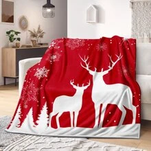 聖誕裝飾毛毯,可愛的麋鹿紋聖誕絨毯,適用於沙發、客廳、家居寢具,聖誕節禮物
