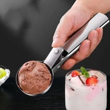 1pc Stainless Steel Ice Cream Scoop Digging Spoon For Watermelon And Ice Cream Home Use - Silver - View 4
