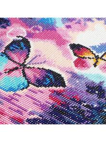 紫色蝴蝶鑽石畫套裝,適用於成人-圓形,適用於兒童-全鑽石,適用於初學者-鑽石藝術套裝,適用於家居裝飾-鑽石藝術畫套裝 - 紫色 - 查看 4