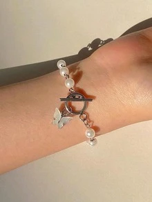 1入組女士們銀不銹鋼帶時尚休閒石英表帶手環 - 銀色 - 查看 2