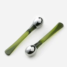 1支滾輪眼霜塗抹器,雙頭面部按摩工具,用於家庭護膚治療,緩解浮腫皺紋,聖誕老人放在襪子裡送女性 - 墨綠色 - 查看 2