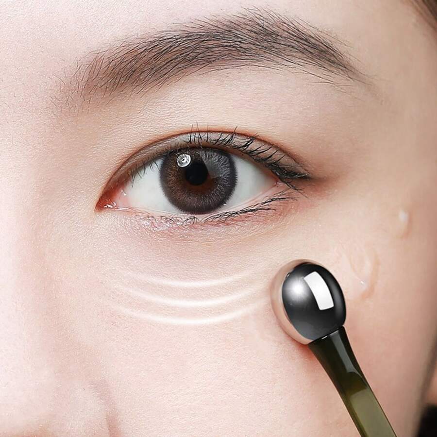 1支滾輪眼霜塗抹器,雙頭面部按摩工具,用於家庭護膚治療,緩解浮腫皺紋,聖誕老人放在襪子裡送女性 - 墨綠色 - 查看 1