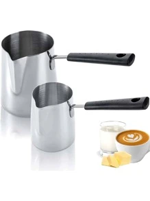 1pc Stainless Steel Milk Jug With Long Handle For Latte Art School Supplies - Silver - View 3