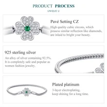 Bamoer 925純銀四葉草蛇骨基本手鍊,鑲嵌鋯石,為女性珠寶愛好者diy打造精美首飾 - 銀色 - 查看 7