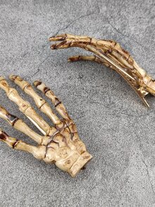 2pcs/Pack Resin Ghost Hand Shape With Metallic Hair Clip, Accessory Halloween - Multicolor - View 3
