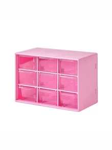 1pc/2pcs/4pcs - New Transparent Girly Colorful Desktop Leather Storage Box, Small Items Organizer Box, Large Capacity, Drawer Style Storage Box With 9 Compartments/6 Compartments, 3 Color Options, Essential For Back To School