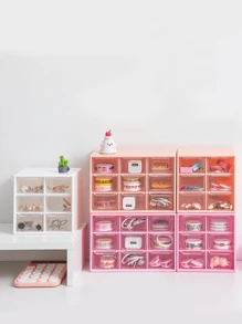 1pc/2pcs/4pcs - New Transparent Girly Colorful Desktop Leather Storage Box, Small Items Organizer Box, Large Capacity, Drawer Style Storage Box With 9 Compartments/6 Compartments, 3 Color Options, Essential For Back To School