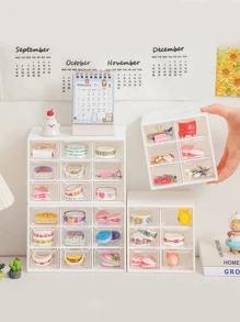 1pc/2pcs/4pcs - New Transparent Girly Colorful Desktop Leather Storage Box, Small Items Organizer Box, Large Capacity, Drawer Style Storage Box With 9 Compartments/6 Compartments, 3 Color Options, Essential For Back To School