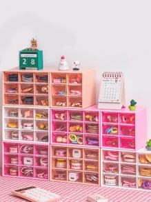 1pc/2pcs/4pcs - New Transparent Girly Colorful Desktop Leather Storage Box, Small Items Organizer Box, Large Capacity, Drawer Style Storage Box With 9 Compartments/6 Compartments, 3 Color Options, Essential For Back To School