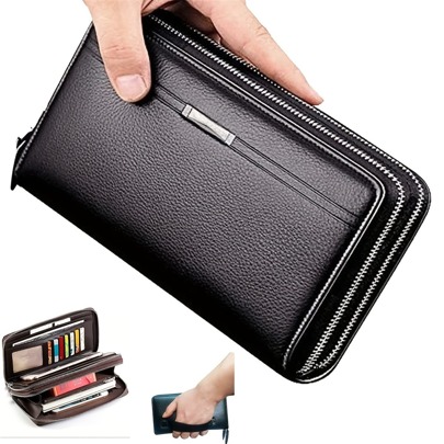 Män Plånbok PU Läder Clutch Stor Business Handväska Telefon Korthållare Fodral Present Far Son Man Pojkvän Män Plånbok Läder Clutch Stor Business Handväska Telefon Korthållare Gåva Far Son Make Pojkvän För Män Plånbok Handväska Plånbok Lång plånbok