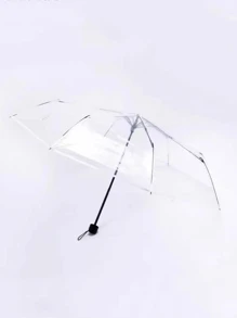 1pc White Clear Manual Umbrella - White - View 3