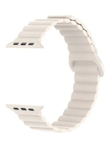 1入組莫蘭迪漸變色Apple Watch手環，強力磁性閉合，適用於Apple Watch 38mm、40mm、41mm、45mm、44mm、42mm、47mm，莫蘭迪色系，簡潔、大氣、親膚、彈性、透氣、時尚且流行，兼容Apple Watch Ultra系列Ultra 9、8、7、6、5、4、3、2、1和SE，適用於女士和男士智能手錶配件 - 米色 - 查看 3