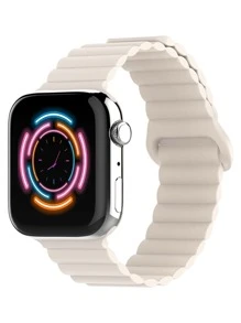 1入組莫蘭迪漸變色Apple Watch手環，強力磁性閉合，適用於Apple Watch 38mm、40mm、41mm、45mm、44mm、42mm、47mm，莫蘭迪色系，簡潔、大氣、親膚、彈性、透氣、時尚且流行，兼容Apple Watch Ultra系列Ultra 9、8、7、6、5、4、3、2、1和SE，適用於女士和男士智能手錶配件 - 米色 - 查看 1