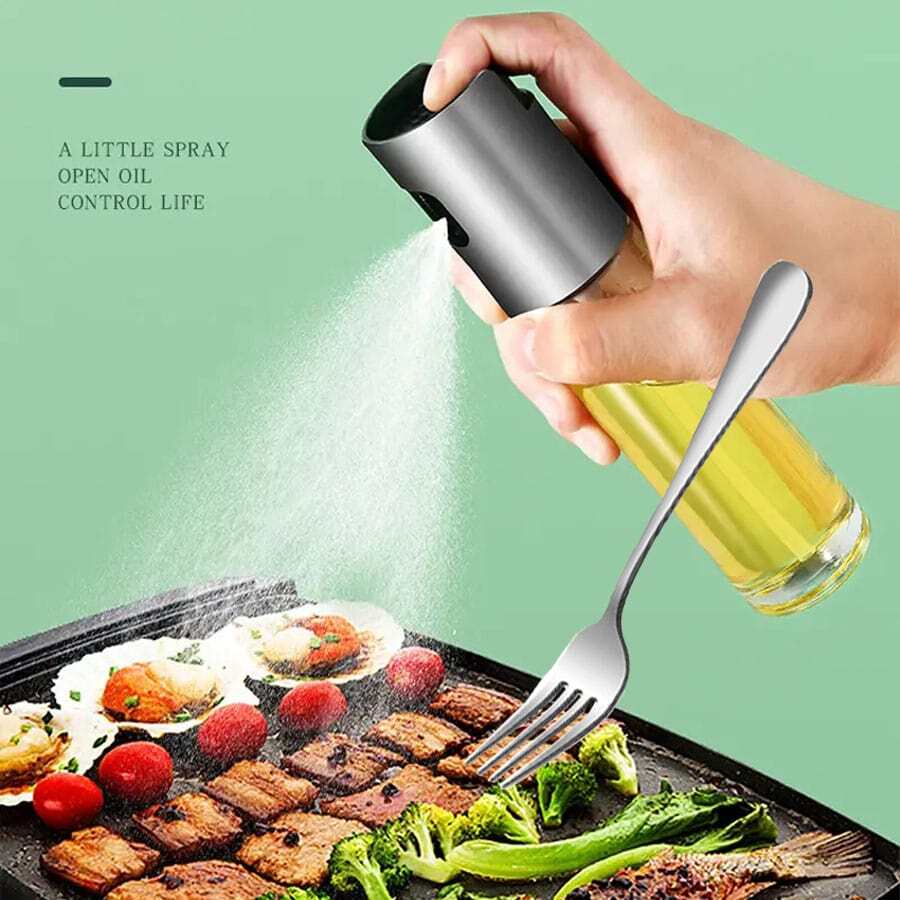 燒烤油噴頭,玻璃油醋瓶帶泵燒烤刷,廚房油分配器,適用於燒烤、烹飪、烤肉、燒烤