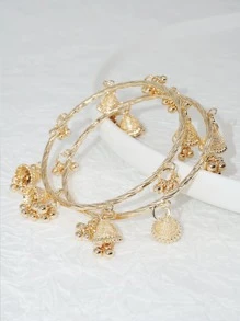 Vòng đeo tay trang trí chuông hợp kim và hạt Ccb hợp thời trang châu Âu và Mỹ, thích hợp để đeo hàng ngày - Vàng - Xem 2