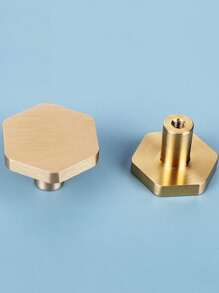1入組黃銅六角實心櫥櫃手柄,極簡主義衣櫥門浴室五金,金色黃銅拉手 - 金色 - 查看 1