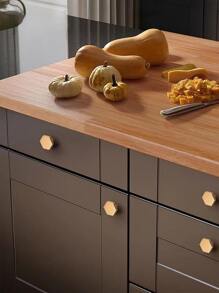 1入組黃銅六角實心櫥櫃手柄,極簡主義衣櫥門浴室五金,金色黃銅拉手 - 金色 - 查看 2