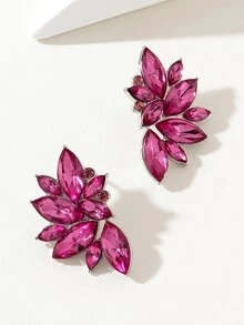 1 cặp khuyên tai đính đá nhiều màu phong cách Âu Mỹ cá tính theo phong cách Hàn Quốc dành cho nữ - Màu Hồng Tươi - Xem 3