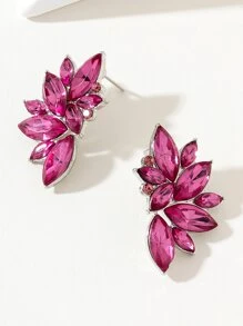 1 cặp khuyên tai đính đá nhiều màu phong cách Âu Mỹ cá tính theo phong cách Hàn Quốc dành cho nữ - Màu Hồng Tươi - Xem 4